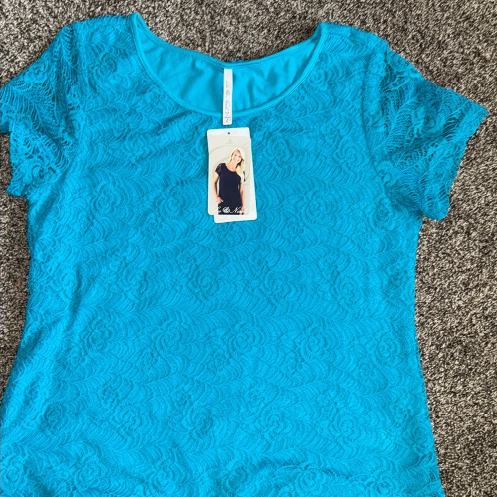 Elegant Blue Lace Women's Top